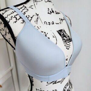 NWT Aerie Soft Wireless Bra Baby Blue Padded 36DD Convertible Straps NEW